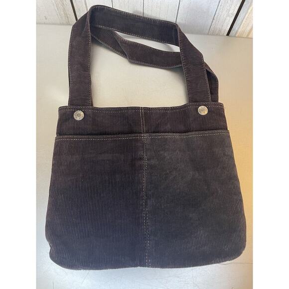 Roxy Tote Bag Y2k Brown Corduroy Front Pocket Vintage Top Handle - Picture 2 of 7